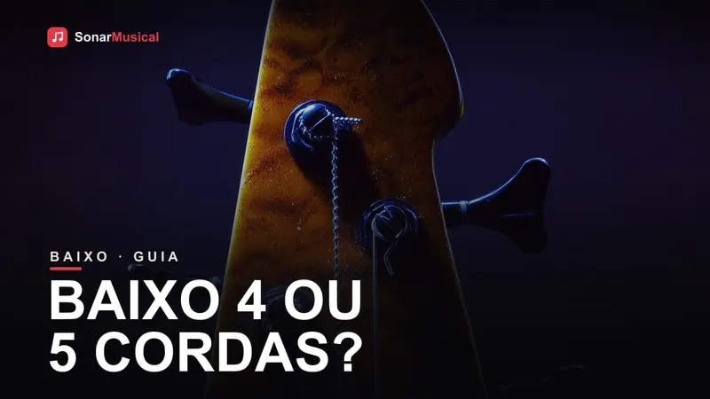 Headstock de um contrabaixo elétrico de cinco cordas