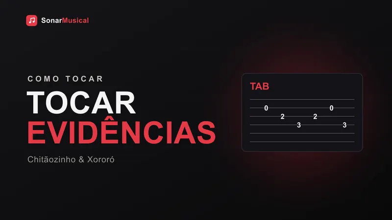 Tocar EvidêNcias, ilustração de uma tablatura, capa do Sonar Musical
