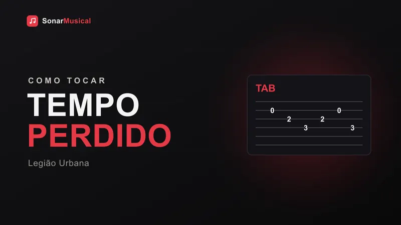 Tempo Perdido, ilustração de uma tablatura, capa do Sonar Musical