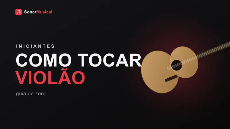 Como Tocar Violão, ilustração de um violão, capa do Sonar Musical