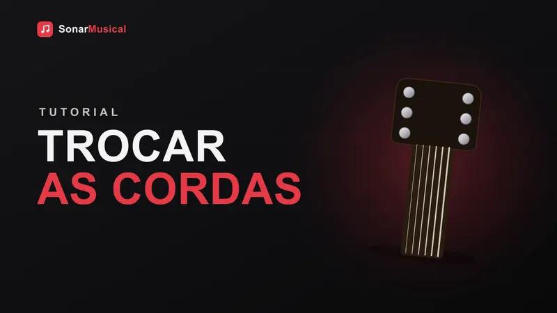 Detalhe da mão trocando a corda na tarraxa da headstock de uma guitarra elétrica