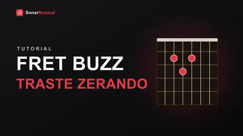Fret Buzz, ilustração de um diagrama de braço de guitarra, capa do Sonar Musical