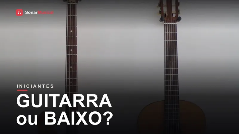 Uma guitarra elétrica e um baixo lado a lado, capa do Sonar Musical