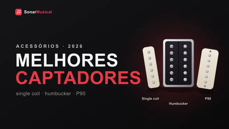 Captador humbucker aberto mostrando as bobinas e os polos sobre bancada de luthier