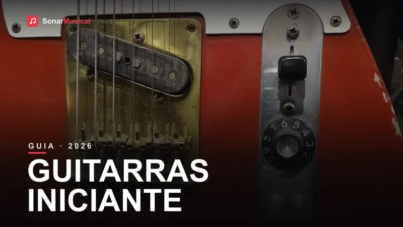 Guitarra elétrica colorida ideal para iniciantes