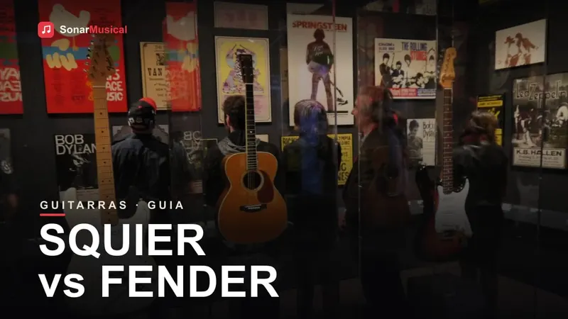 Comparação entre uma guitarra Squier e uma Fender Stratocaster, capa do Sonar Musical