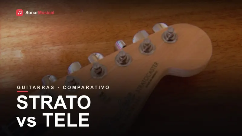 Guitarra Stratocaster ao lado de uma Telecaster, capa do Sonar Musical