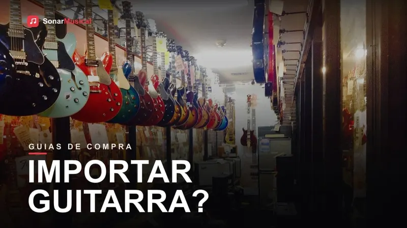 Guitarra dentro de uma caixa de transporte internacional, capa do Sonar Musical