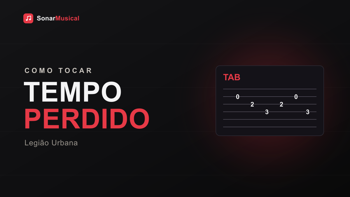 Tempo Perdido — ilustração de uma tablatura, capa do Sonar Musical