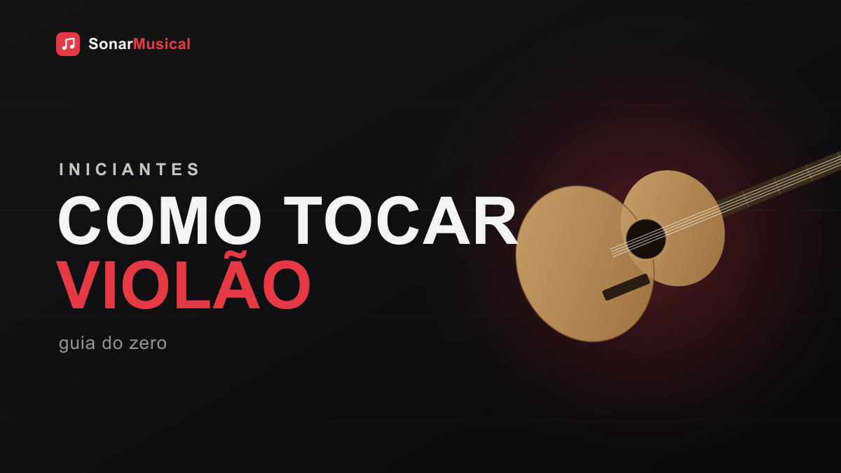 Como Tocar Violão — ilustração de um violão, capa do Sonar Musical