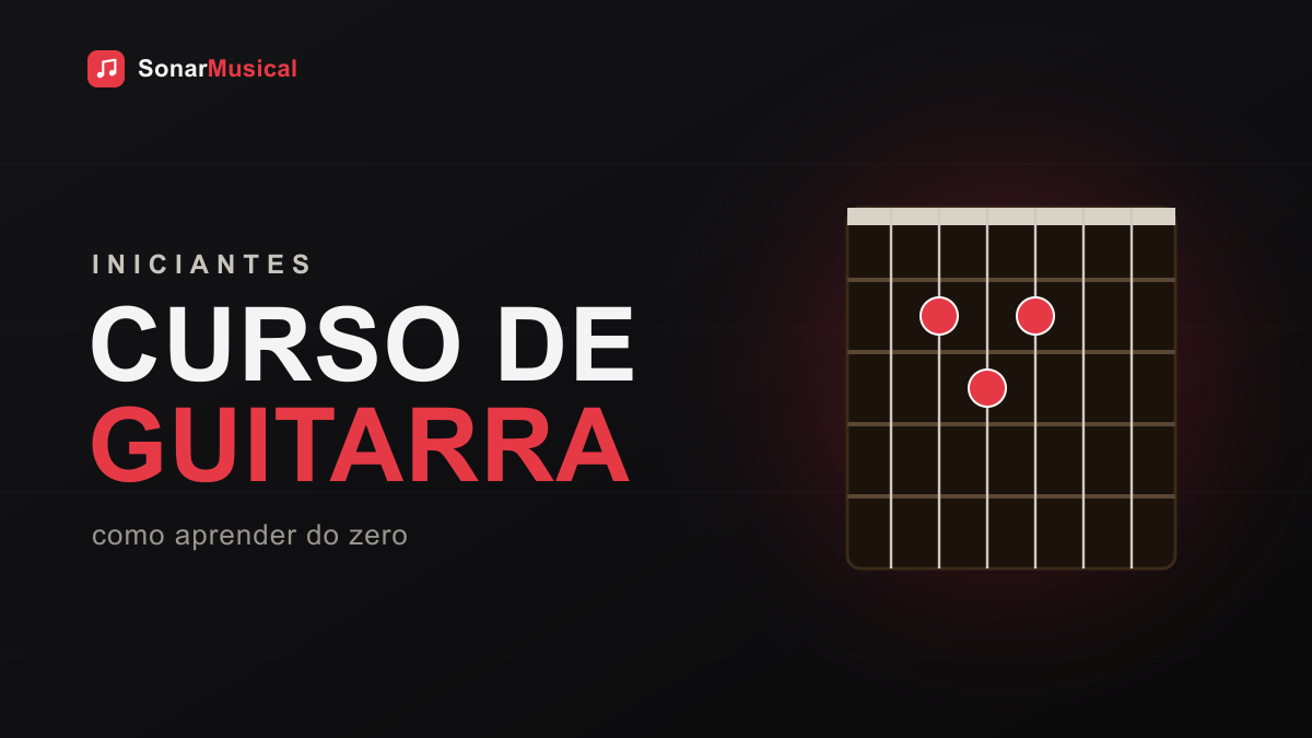 Braço de guitarra com diagrama de acorde, capa do Sonar Musical
