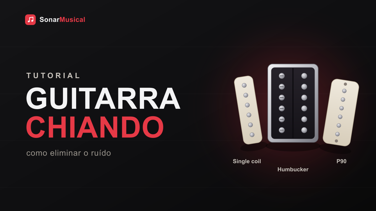Guitarra Chiando — ilustração de captadores de guitarra, capa do Sonar Musical