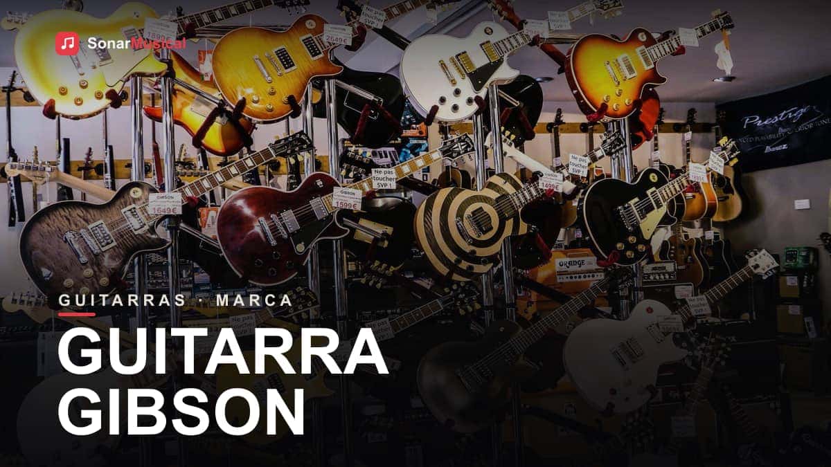 Parede de uma loja com várias guitarras Gibson Les Paul de acabamentos diferentes