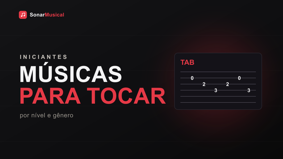 Músicas Para Tocar — ilustração de uma tablatura, capa do Sonar Musical