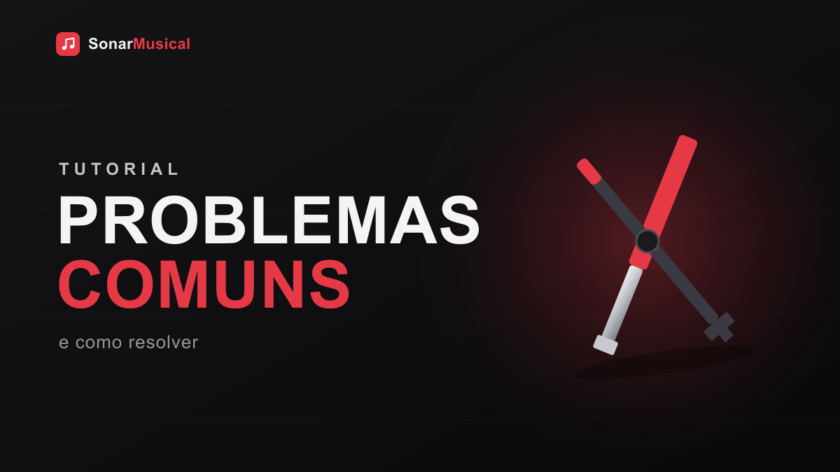 Problemas Comuns — ilustração de ferramentas de manutenção, capa do Sonar Musical