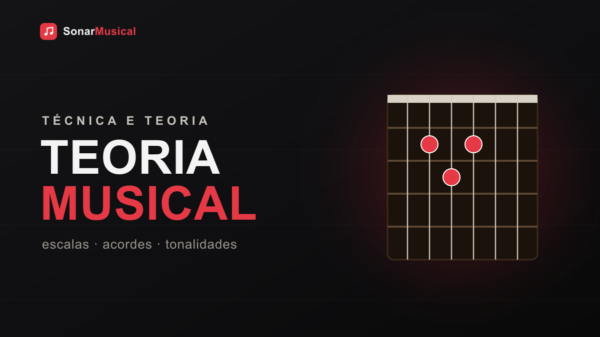 Teoria Musical — ilustração de um diagrama de braço de guitarra, capa do Sonar Musical